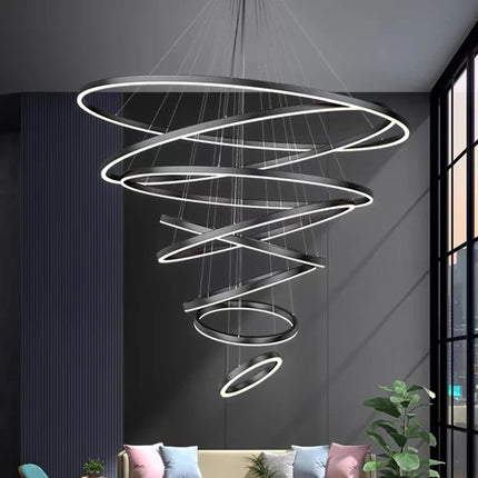 Suspension nordique en ferronnerie et acrylique, lumière chaude modulable pour salon et salle à manger