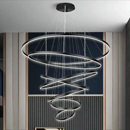 Suspension nordique en ferronnerie et acrylique, lumière chaude modulable pour salon et salle à manger