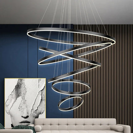 Suspension nordique en ferronnerie et acrylique, lumière chaude modulable pour salon et salle à manger