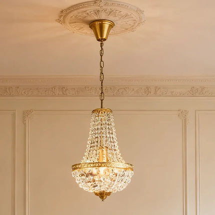 Suspension moderne en métal et cristal E27 pour ambiance cosy vintage