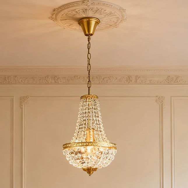 Suspension moderne en métal et cristal E27 pour ambiance cosy vintage