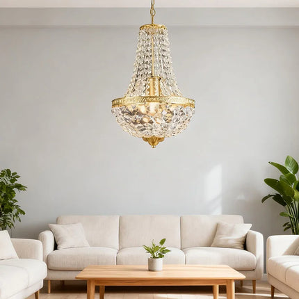 Suspension moderne en métal et cristal E27 pour ambiance cosy vintage