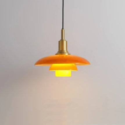 Suspension danoise en verre à 3 couches blanc, or, argent – design nordique élégant