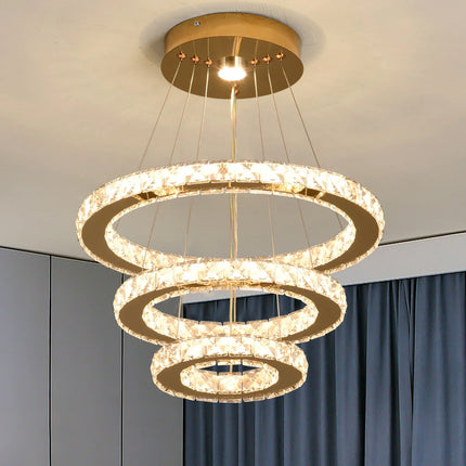 Suspension lustre en cristal moderne LED pour salon et salle à manger