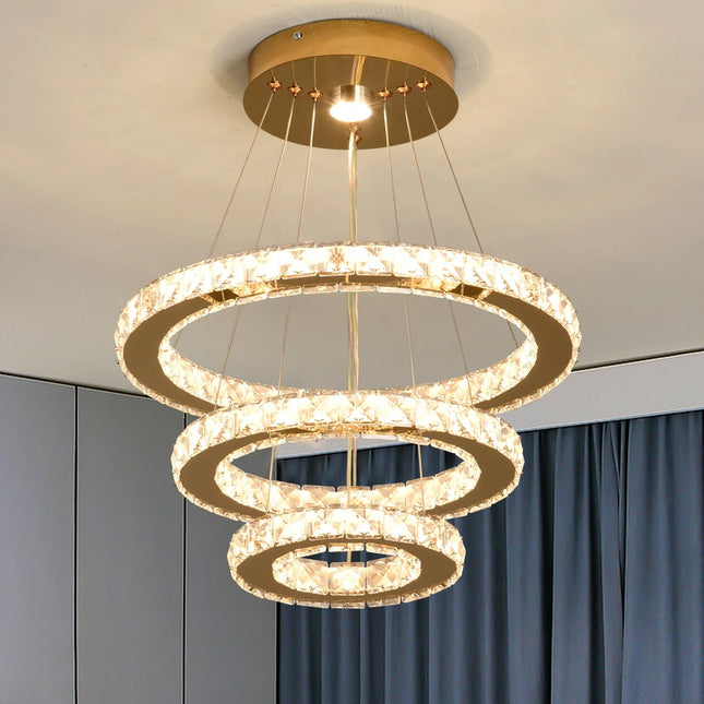 Suspension lustre en cristal moderne LED pour salon et salle à manger