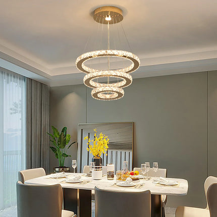 Suspension lustre en cristal moderne LED pour salon et salle à manger