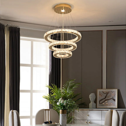 Suspension lustre en cristal moderne LED pour salon et salle à manger