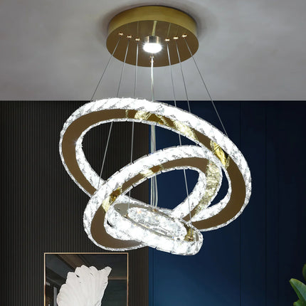Suspension lustre en cristal moderne LED pour salon et salle à manger