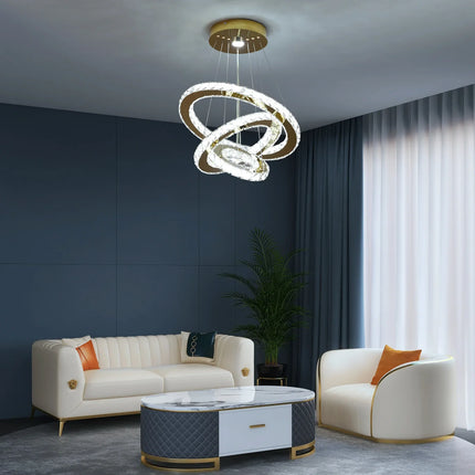 Suspension lustre en cristal moderne LED pour salon et salle à manger