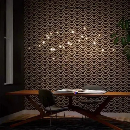 Suspension LED chromée design Art Déco pour hôtels et salons