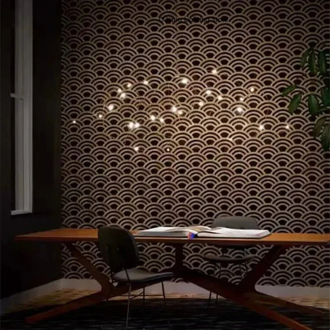 Suspension LED chromée design Art Déco pour hôtels et salons