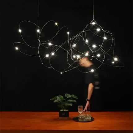 Suspension LED chromée design Art Déco pour hôtels et salons