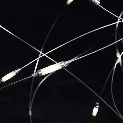 Suspension LED chromée design Art Déco pour hôtels et salons