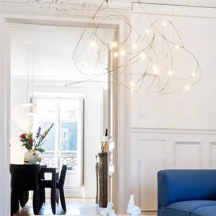 Suspension LED chromée design Art Déco pour hôtels et salons