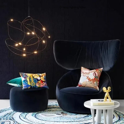 Suspension LED chromée design Art Déco pour hôtels et salons