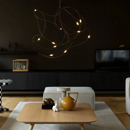 Suspension LED chromée design Art Déco pour hôtels et salons