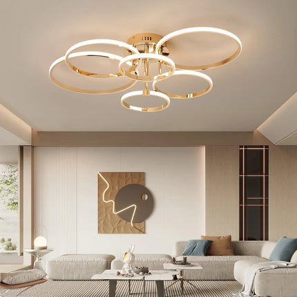 Suspension LED moderne chromée à intensité réglable, luminaire design pour salon et chambre