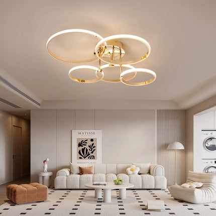 Suspension LED moderne chromée à intensité réglable, luminaire design pour salon et chambre