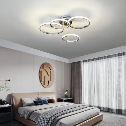 Suspension LED moderne chromée à intensité réglable, luminaire design pour salon et chambre