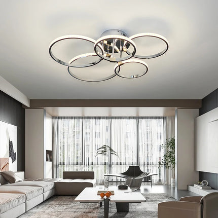 Suspension LED moderne chromée à intensité réglable, luminaire design pour salon et chambre