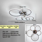 Chrome Diamètre66x58cm / 220V / Dimmable Télécommande Avec APP