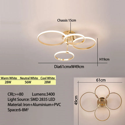 Suspension LED moderne chromée à intensité réglable, luminaire design pour salon et chambre