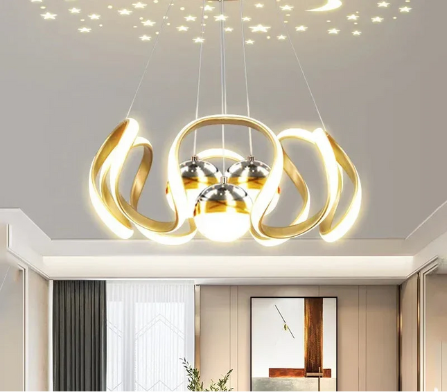 Suspension LED moderne nordique en aluminium, lumière chaude pour salon et salle à manger