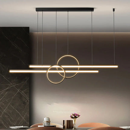 Suspension moderne en ferronnerie et acrylique, lumière chaude réglable pour salle à manger