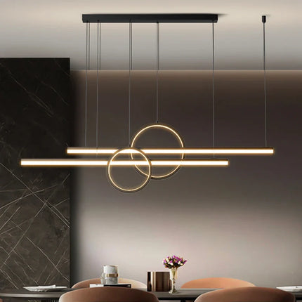 Suspension moderne en ferronnerie et acrylique, lumière chaude réglable pour salle à manger