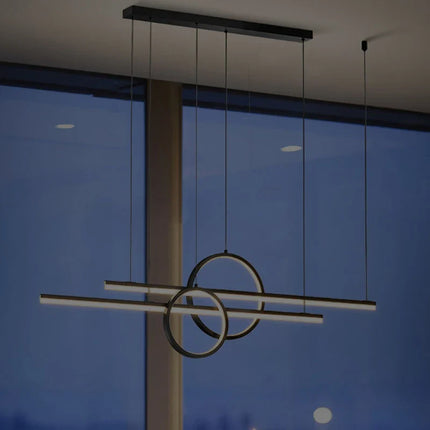 Suspension moderne en ferronnerie et acrylique, lumière chaude réglable pour salle à manger