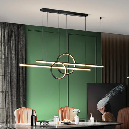 Suspension moderne en ferronnerie et acrylique, lumière chaude réglable pour salle à manger