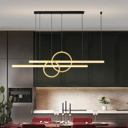 Suspension moderne en ferronnerie et acrylique, lumière chaude réglable pour salle à manger