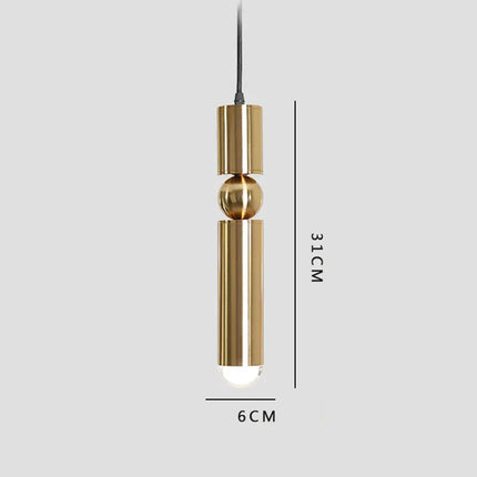 Suspension LED cylindrique dorée design nordique moderne pour intérieur cosy