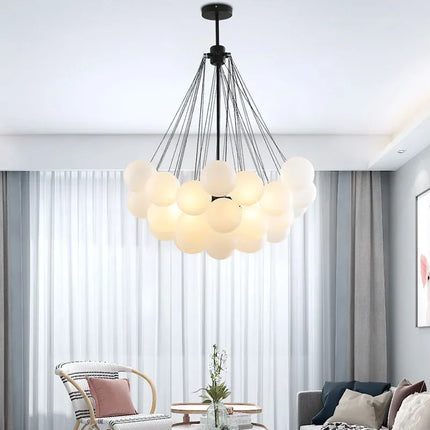 Suspension moderne en verre dépoli, lampe boule LED pour salon et salle à manger