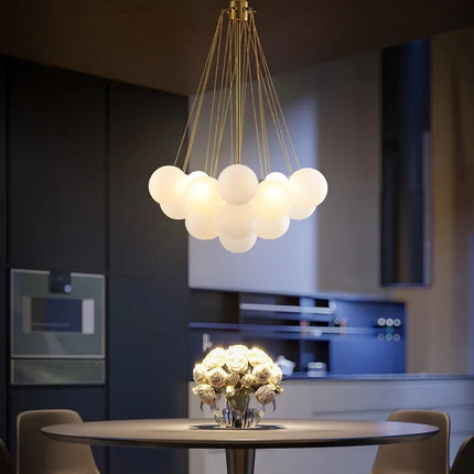 Suspension moderne en verre dépoli, lampe boule LED pour salon et salle à manger