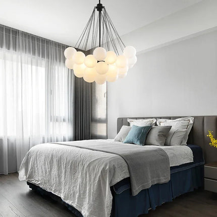 Suspension moderne en verre dépoli, lampe boule LED pour salon et salle à manger