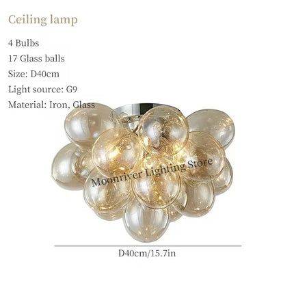 Suspension lustre boule de verre moderne Moonriver, éclairage salon et chambre