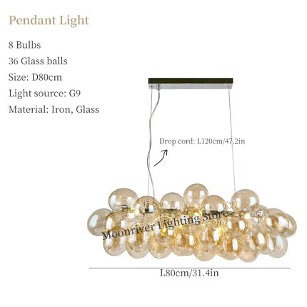 Suspension lustre boule de verre moderne Moonriver, éclairage salon et chambre