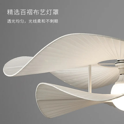 Suspension lampe fleur en tissu blanc style nordique LED pour salon et salle à manger