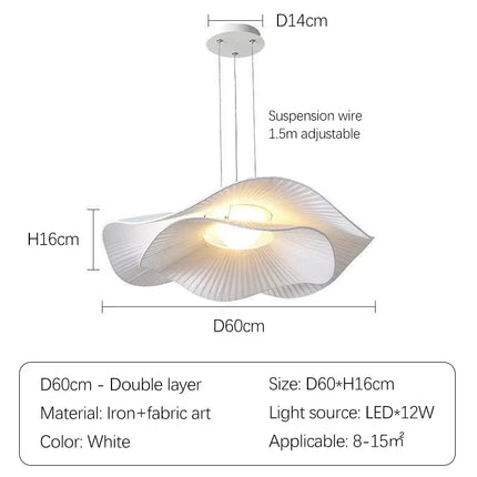 Suspension lampe fleur en tissu blanc style nordique LED pour salon et salle à manger