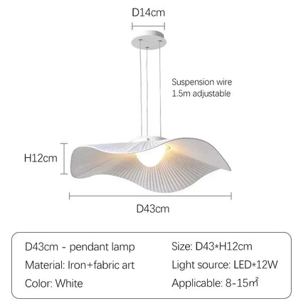 Suspension lampe fleur en tissu blanc style nordique LED pour salon et salle à manger