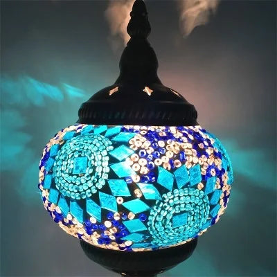 Suspension artisanale en verre mosaïque ethnique, ambiance chaleureuse