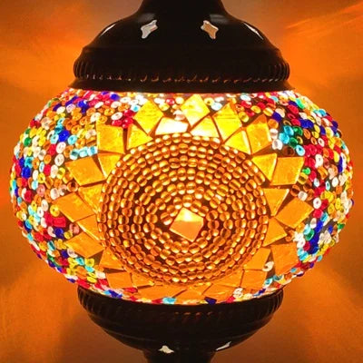 Suspension artisanale en verre mosaïque ethnique, ambiance chaleureuse