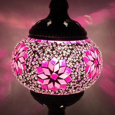 Suspension artisanale en verre mosaïque ethnique, ambiance chaleureuse