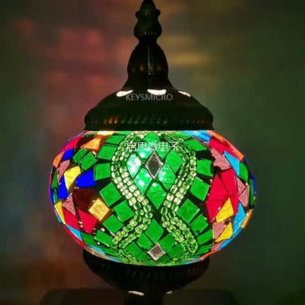 Suspension artisanale en verre mosaïque ethnique, ambiance chaleureuse