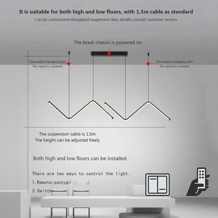 Suspension LED moderne en aluminium 90 cm avec lumière réglable pour salon et chambre