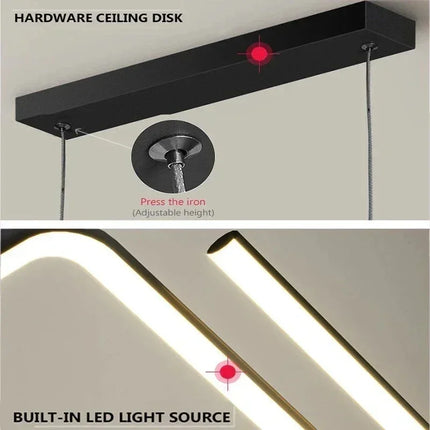 Suspension LED moderne en aluminium 90 cm avec lumière réglable pour salon et chambre