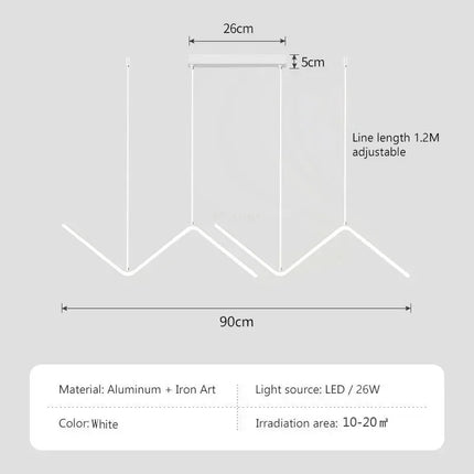 Suspension LED moderne en aluminium 90 cm avec lumière réglable pour salon et chambre