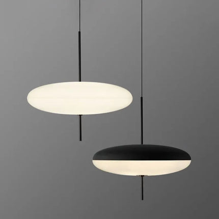 Suspension LED Design Minimaliste Noir et Blanc, Lumière Chaude Ambiante