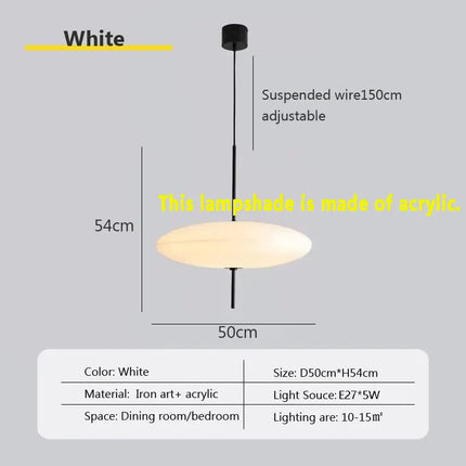 Suspension LED Design Minimaliste Noir et Blanc, Lumière Chaude Ambiante